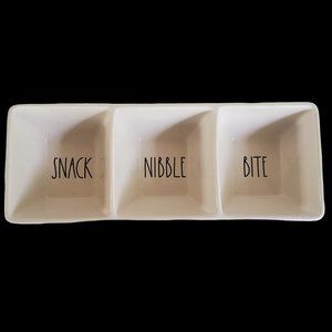 Rae Dunn Divided Serving Bowl Snack Nibble Bite Artisan Collection Magenta White